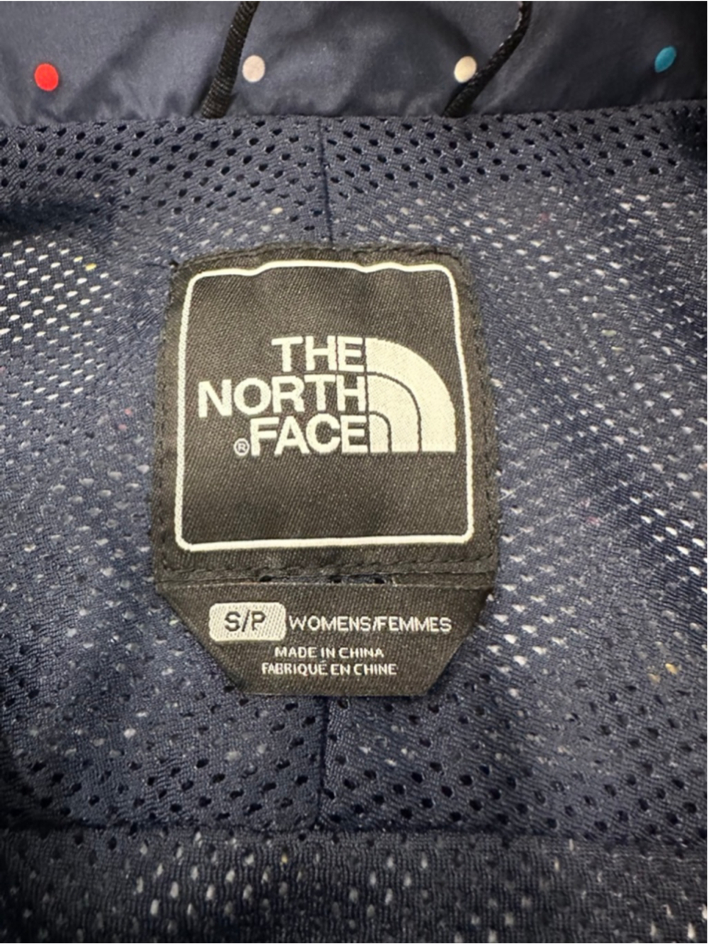 The North Face Women's Windbreaker Polka Dot Jacket Navy Blue Full Zip Size S - Picture 8 of 13